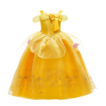 HAWEE Princess Dress up Birthday Party Yellow Costume for Girls