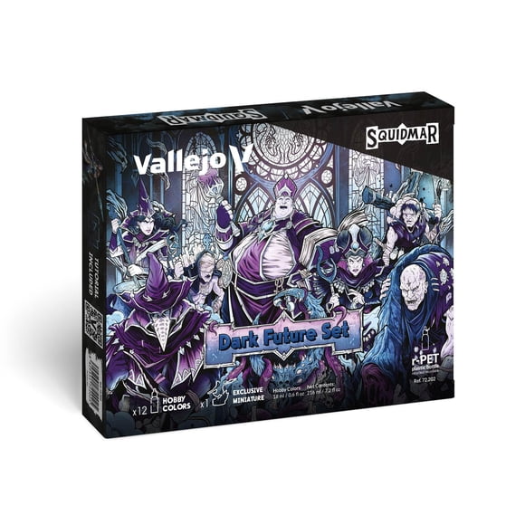 Vallejo Squidmar Dark Future Paint Set 12 Bottles 18ml, 28mm Miniature Model