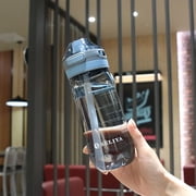 Lisbinx Sports Water Bottle with Straw, Leakproof Popup Lid, Graduated Markings, Food-Grade PP Plastic, 650 mL (22 oz), Pink/White/Green/Blue, 1 Pack