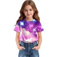 thumbnail image 4 of T-Shirt à Motif Imprimé à Manches Courtes pour Enfants, Col Rond, Manches Mi-Longues, Haut Décontracté Polyvalent, Shorts pour Filles, 4 of 6