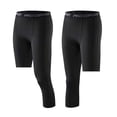 thumbnail image 3 of One Leg Compression Tights Full Length for Basketball Single Leg Long Pants Sports Base Layer Leggings Black L, 3 of 9