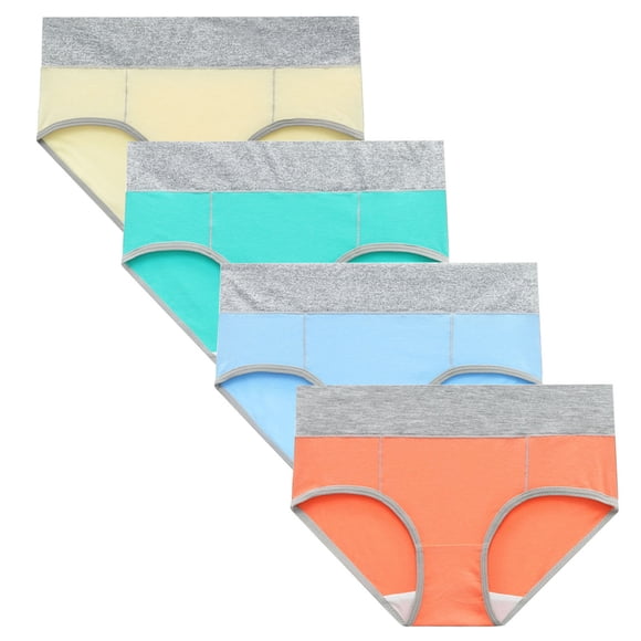 RKSTN 4Pc Womens Boxer Briefs High Waist Full Coverage Briefs Soft Breathable Postpartum Panties Patchwork Color Stretch Underpants