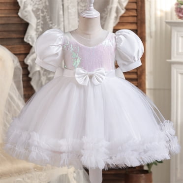 Short Sleeve Round-Neck Dress Girls Summer New Sleeveless Ruffled Lace Round-Neck Embroidery Mesh Princess Bow Skirt