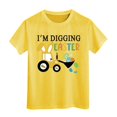 thumbnail image 1 of PMVFHDE T-Shirt Graphique à Manches Courtes Imprimé Lapin de Pâques pour Enfants, Col Rond, Décontracté, Printemps Été, Jaune, 3-4 Ans, 1 of 4