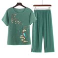 thumbnail image 4 of Birdeem Blouses pour Femmes Ensemble Estival Décontracté Imprimé à Manches Courtes Col Rond Haut Pantalon Tailleur Mince Usé Extérieur Tenue d'Intérieur, 4 of 12