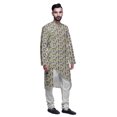 thumbnail image 2 of Atasi Indian Asymmetric Party Wear Kurta With White Churidar Pajama Set For Men, 2 of 3