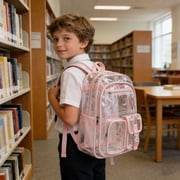 EGNMCR Clear Mini Backpack For Kids Transparent Smoky Black Through Backpack With Mesh Side Pockets Waterproof School Bag For Boys Girls clear backpack