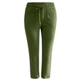thumbnail image 2 of Plus Size Solid Straight Leg Pants for Women High Waist Comfortable Elastic Drawstring Casual Trousers, 2 of 5