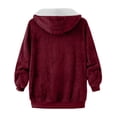 thumbnail image 4 of cllios Womens Winter Fuzzy Fleece Jacket Hooded Color Block Patchwork Cardigan Coats Oversized Fluffy Sherpa Outerwear with Pockets, 4 of 5
