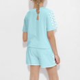 thumbnail image 4 of Économies d'Été! HVOBTTY Ensemble Décontracté 2 Pcs à Manches Courtes pour Filles, Ensemble de Mode Décontracté à Manches Courtes pour Garçons et Filles avec Col Rond, Boutons et Short Imprimé Vert, 10 Ans, 4 of 4