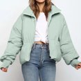 thumbnail image 4 of IROINID Manteau d'Hiver Chaud pour Femmes, Col Montant, Manches Longues, Vert, 4 of 9