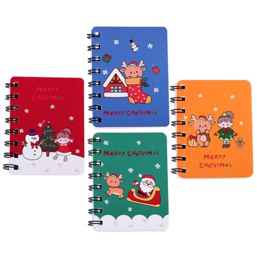 HLONK 4pcs Christmas Spiral Notebooks Spiral Memo Notepads Mini Christmas Coil Notepads