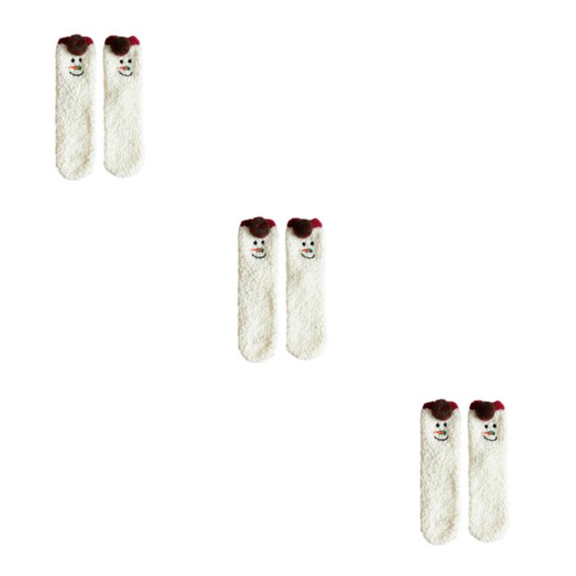 relayinert Expérience Confort avec Ces Chaussettes Moelleuses à Grand Application Bonhomme de Neige Coloré 3ensemble