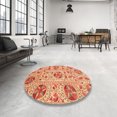 thumbnail image 3 of Ahgly Company Tapis d'Intérieur Carré Abstrait Orange Rouge Oriental, 3 Pieds Carré, 3 of 6