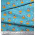 thumbnail image 2 of Soimoi Blue polyester Crepe Fabric Cheese Slice & Rats Kids Print Fabric by the Yard 52 Inch Wide, 2 of 3