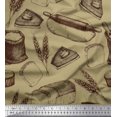 thumbnail image 1 of Soimoi Tissu Satin Modal Rouleau, Imprimé Pain de Blé et Sandwich 1 Yard 42 Pouces de Large, 1 of 3