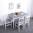 thumbnail image 4 of Soges 5 Pieces Dining Table Set, Pine Wood Kitchen Dining Table with 4 Chairs, Wood Rectangular kitchen table and chairs for 4, Small Dining Set for Bar Dining Room Breakfast Nook, White and Gray, 4 of 6