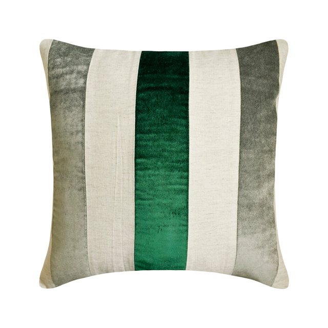 Pillow Covers, Emerald Green 22"x22" (55x55 cm) Pillow Covers, Velvet Patchwork Throw Pillows For Sofa, Striped Pattern Modern Style - Velvet Band Emerald