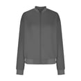 thumbnail image 4 of WRKEKC Women's Arrival Zip Front Jacket Solid Color Long Sleeve Modern Minimalist Style Everyday Essential No Hood Plus Sizes Gray S, 4 of 4
