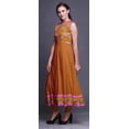 thumbnail image 3 of Bimba Robe Anarkali Orange à Fleurs, Col Mandarin, Sans Manches, Kurtis pour Femmes, Robe Maxi à Imprimé, XX-Grand, 3 of 6