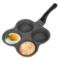 thumbnail image 1 of Pancake Pan Non-Stick Fried Egg Pan 4 Holes Frying Pan Pancakes Maker with Handle Crepe Pan for Breakfast Eggs Kitchen Utensils Burger Eye Pan for Gas Stove Electric Ceramic Cooker (Black, 1 of 8