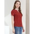 thumbnail image 4 of INSPIRE CHIC Blouse à Pois pour Femme Col en V Manches Courtes Haut de Bureau L Rouge-1, 4 of 6
