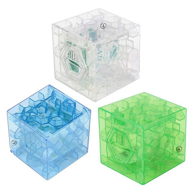 1 Pcs Casse-Tête Cube 3D Aléatoire Labyrinthe d'Argent Collection de Pièces Boîte Jeu de Réflexion Amusant