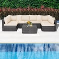 thumbnail image 1 of Costway 7PCS Patio Rattan Furniture Set Sectional Sofa Cushioned Garden Beige, 1 of 10