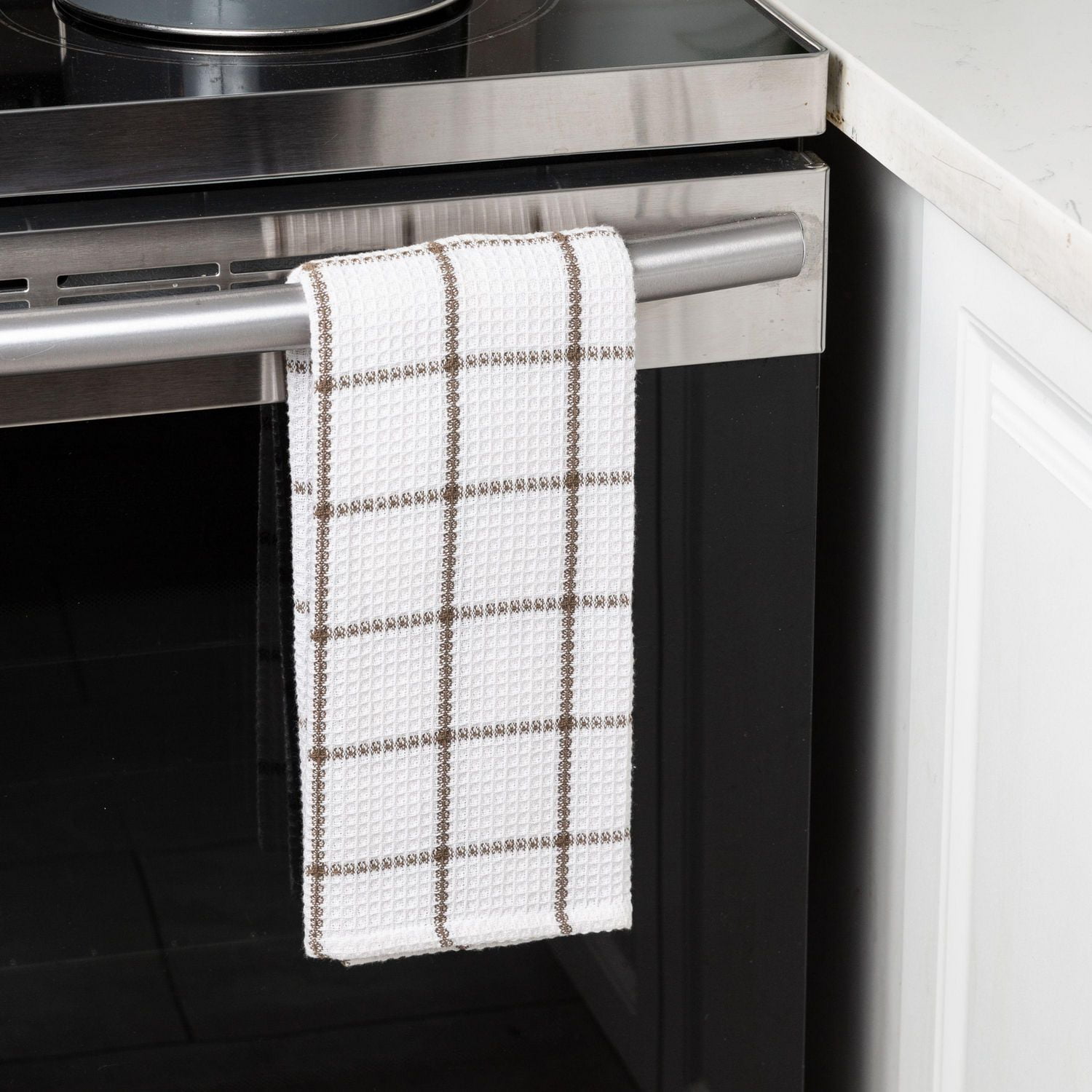 Torchons de cuisine en coton gaufré Fabstyles Solo, torchons à vaisselle extra larges, torchons à vaisselle super absorbants et à séchage rapide avec boucle de suspension, 18 x 28 pouces, lot de 4