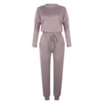 thumbnail image 4 of Mrat Vacation Outfits for Women 2 Piece Jogging Sets Solid Polyester Long Sleeve Sweatsuits Sets Two Piece Track Suits Drawstring High Waist Pants Set Comfy Outfits N-Rose Gold 4XL, 4 of 5