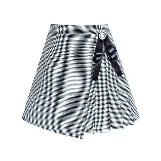 Jupe Fille Jupe Plissée à Carreaux Noir Blanc Uniforme de Rentrée 6 Ans