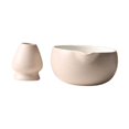 thumbnail image 2 of jifeng Ceramic Matcha Bowl with Whisk Holder Portable for Tabletop Tea Room Kitchen gray, 2 of 9