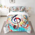 thumbnail image 2 of Rock Music Notes Queen Comforter Set - 7 Pieces Bed in a Bag Set,Musical Bedding Sets Queen with Trippy Reticular Background Quilted Comforter,Flat Sheet,Fitted Sheet,Pillowcases, 2 of 5