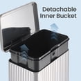thumbnail image 2 of LEDREM 13 Gallon Trash Can for Kitchen, Stainless Steel Garbage Can with Lid, Pedal, Soft Close, Removable Inner Bucket, 15 Bags Included, Metallic Silver, 2 of 6