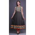 thumbnail image 2 of Bimba Robe Anarkali Fleurie Gris Foncé Col Mandarin Sans Manches Kurtis pour Femmes Imprimé Robe Maxi Grande, 2 of 6
