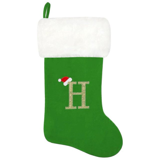 SUTENGDA 20 Inches Monogram Christmas Stockings Red Velvet with White Super Soft Plush Cuff Embroidered Xmas Stockings Classic Personalized Stocking Decorations for Family Holiday Season