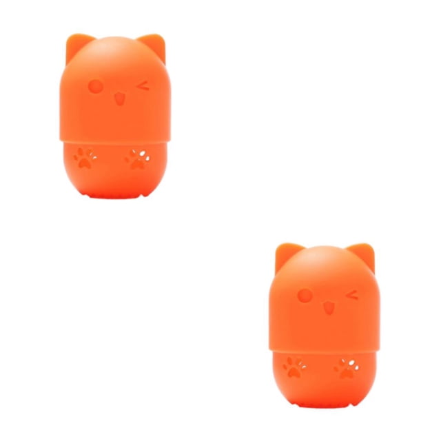 Dalazy Cat Shaped Sponges Neat Silicone Storage Box For Home Simple Fashionable orange 2Set