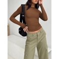 thumbnail image 2 of ORUYROP Womens Long Sleeve Fall Fashion 2023 Crop Tops Basic Layering Workout Slim Fitted T Shirts Y2K Tops, 2 of 5