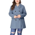 thumbnail image 1 of GRACE & GRANDEUR Women's Plus Peacoat Notched Lapel Double Breasted Mid Length Overcoat, 1 of 6