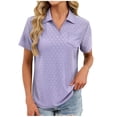 thumbnail image 2 of Pisexur Hauts pour Femmes Tendances Mode Chemises Col à Revers Col en V Manches Courtes Blouse Chic Décontractée Tunique Hauts Violet,P, 2 of 6