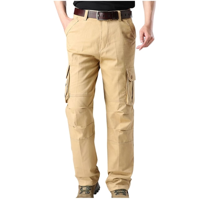 Birdeem Mens Outdoors Thick Straight-Leg Pants Mountain Climbing Multi-Pocket Overalls Trousers
