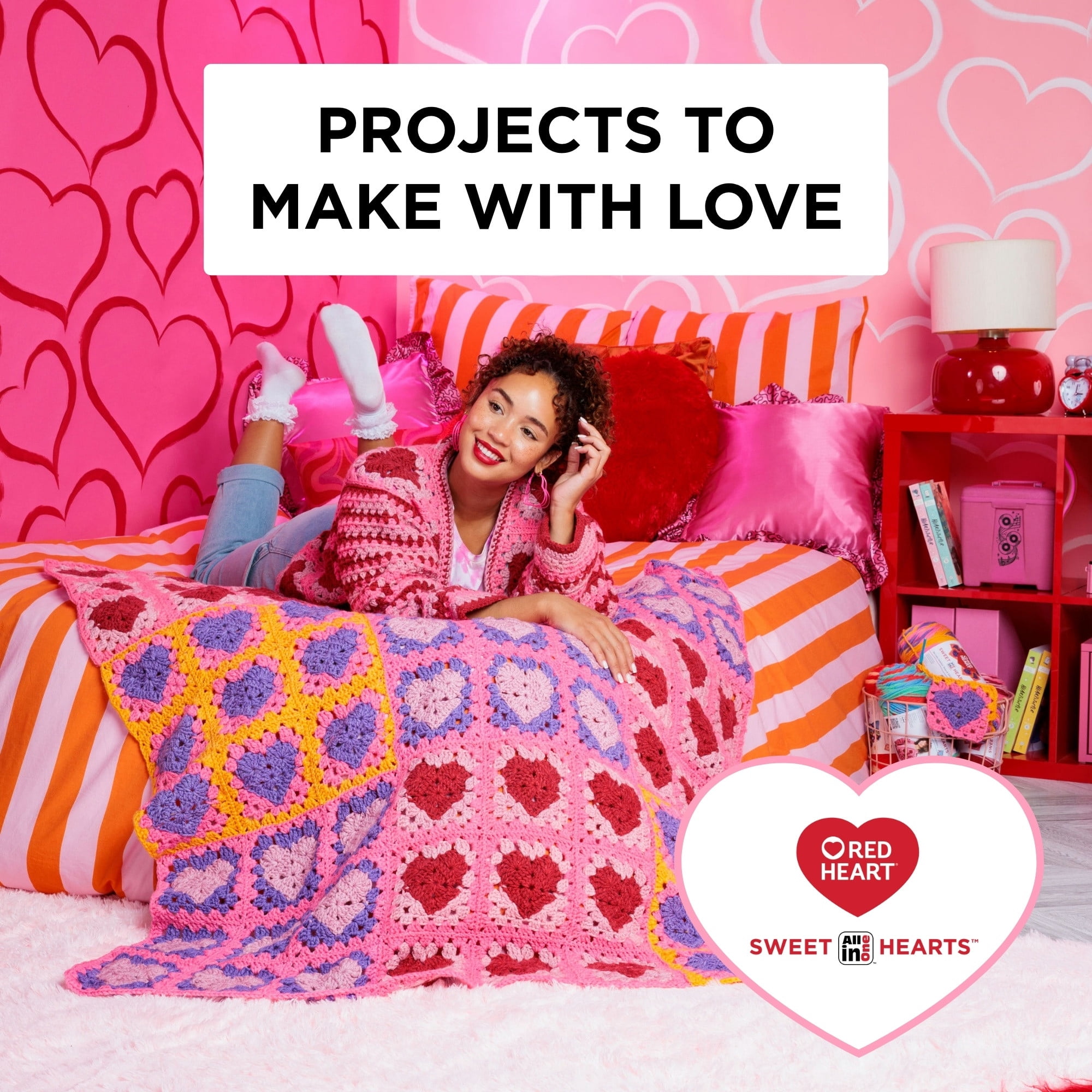 Red Heart® AIO Sweet Hearts™ n° 4 Worsted (Moyen) Acrylique, Primary 250 g / 440 m