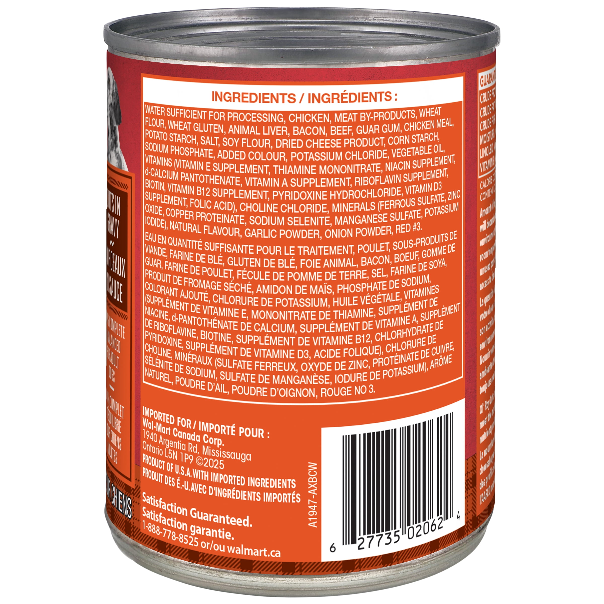 Nourriture humide pour chiens Saveur de bacon et de cheeseburger Ol’ Roy