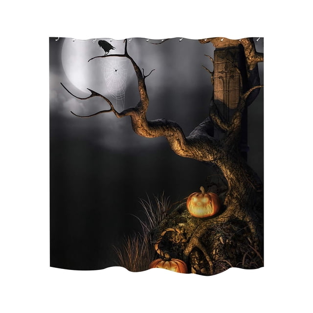 TopLLC Halloween Themed Digital Printed Shower Curtain, Bathroom Curtain