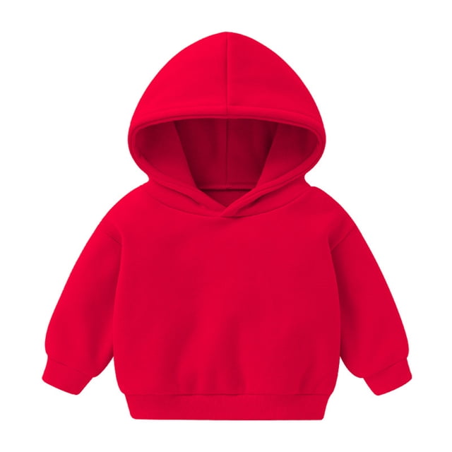 PMVFHDE Liquidation Chandails Molletonnés à Col Rond Fille Graphique Tout-Petits Garçons Filles Chandail Molletonné Enfants Uni Plus Bébés Haut à Capuche Coloré Hauts Filles Chandails Molletonnés de Noël pour Fille 2025, Rouge, 4-5 Ans