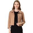 thumbnail image 1 of INSPIRE CHIC Women's Elegant Button Down Point Collar Short Bomber Jacket, 1 of 6