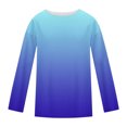 thumbnail image 5 of SROBPTY Longues Chandails à Manches pour Femmes, T-Shirt à Manches Longues à Col Rond avec Imprimé Automnal pour Femmes, Bleu, TG, 5 of 5