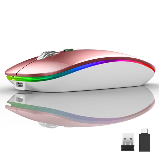 Wireless Bluetooth Mouse Rechargeable Silent Mouse Dual Mode (Bluetooth 5.1 + 2.4G) with Nano Receiver