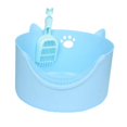 thumbnail image 3 of Open Top Cat Litter Box Litter Pans Cage Large Pan Portable Durable Potty Toilet Blue, 3 of 9