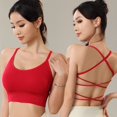 thumbnail image 4 of Harpily 2025 Bra Women's Comfortable Slim Strap Fit Back Sports Quick Drying And Shockproof Large Open Back Yoga Removable Chest Pad Bra, 4 of 6